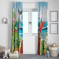 Aloha Honolulu Festival Window Curtain Ukulele By The Shore LT7 - Polynesian Pride