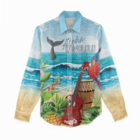 Aloha Honolulu Festival Women Casual Shirt Ukulele By The Shore