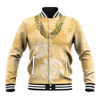 Aloha Honolulu Festival Baseball Jacket Hawaii Kapa Mix Flowers Lei LT7 Unisex Yellow - Polynesian Pride