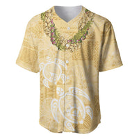 Aloha Honolulu Festival Baseball Jersey Hawaii Kapa Mix Flowers Lei LT7 Yellow - Polynesian Pride