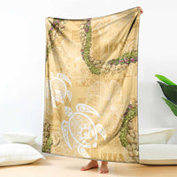 Aloha Honolulu Festival Blanket Hawaii Kapa Mix Flowers Lei