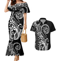 Polynesia Beach Volleyball Personalized Couples Matching Mermaid Dress and Hawaiian Shirt Basic LT7 Black - Polynesian Pride