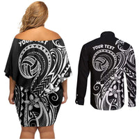 Polynesia Beach Volleyball Personalized Couples Matching Off Shoulder Short Dress and Long Sleeve Button Shirt Basic LT7 - Polynesian Pride