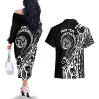 Polynesia Beach Volleyball Personalized Couples Matching Off The Shoulder Long Sleeve Dress and Hawaiian Shirt Basic LT7 - Polynesian Pride