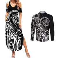 Polynesia Beach Volleyball Personalized Couples Matching Summer Maxi Dress and Long Sleeve Button Shirt Basic LT7 Black - Polynesian Pride