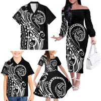 Polynesia Beach Volleyball Personalized Family Matching Off The Shoulder Long Sleeve Dress and Hawaiian Shirt Basic