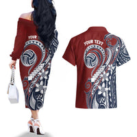 Polynesia Beach Volleyball Personalized Couples Matching Off The Shoulder Long Sleeve Dress and Hawaiian Shirt Special LT7 - Polynesian Pride