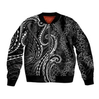 Polynesia Plumeria Lei Bomber Jacket Black Curves Motif