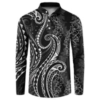 Polynesia Plumeria Lei Button Sweatshirt Black Curves Motif LT7 Black - Polynesian Pride