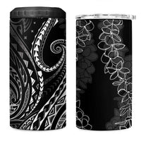 Polynesia Plumeria Lei 4 in 1 Can Cooler Tumbler Black Curves Motif LT7 One Size: 16 oz Black - Polynesian Pride