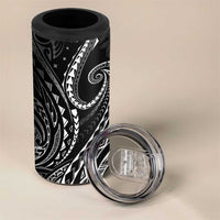 Polynesia Plumeria Lei 4 in 1 Can Cooler Tumbler Black Curves Motif LT7 - Polynesian Pride