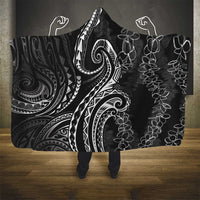 Polynesia Plumeria Lei Hooded Blanket Black Curves Motif LT7 - Polynesian Pride
