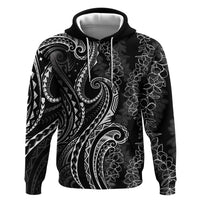 Polynesia Plumeria Lei Hoodie Black Curves Motif