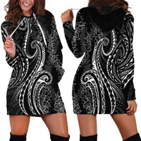 Polynesia Plumeria Lei Hoodie Dress Black Curves Motif