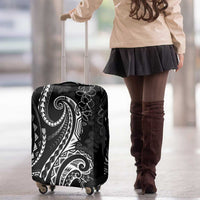 Polynesia Plumeria Lei Luggage Cover Black Curves Motif