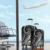 Polynesia Plumeria Lei Luggage Cover Black Curves Motif