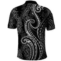 Polynesia Plumeria Lei Polo Shirt Black Curves Motif