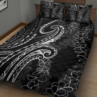 Polynesia Plumeria Lei Quilt Bed Set Black Curves Motif