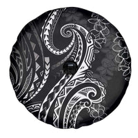 Polynesia Plumeria Lei Spare Tire Cover Black Curves Motif