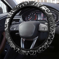 Polynesia Plumeria Lei Steering Wheel Cover Black Curves Motif LT7 - Polynesian Pride