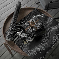 Polynesia Plumeria Lei Wrapping Paper Black Curves Motif LT7 - Polynesian Pride