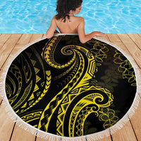 Polynesia Plumeria Lei Beach Blanket Black Gold Curves Motif LT7 - Polynesian Pride