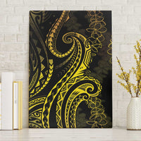 Polynesia Plumeria Lei Canvas Wall Art Black Gold Curves Motif LT7 Without Frame Gold - Polynesian Pride