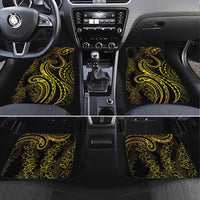 Polynesia Plumeria Lei Car Mats Black Gold Curves Motif LT7 Set 4pcs Gold - Polynesian Pride