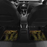 Polynesia Plumeria Lei Car Mats Black Gold Curves Motif LT7 Set 2pcs - Back Gold - Polynesian Pride