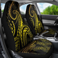 Polynesia Plumeria Lei Car Seat Cover Black Gold Curves Motif