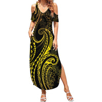 Polynesia Plumeria Lei Summer Maxi Dress Black Gold Curves Motif