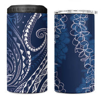 Polynesia Plumeria Lei 4 in 1 Can Cooler Tumbler Navy Blue Curves Motif LT7 One Size: 16 oz Navy Blue - Polynesian Pride