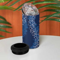 Polynesia Plumeria Lei 4 in 1 Can Cooler Tumbler Navy Blue Curves Motif LT7 - Polynesian Pride