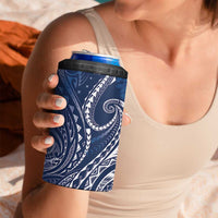 Polynesia Plumeria Lei 4 in 1 Can Cooler Tumbler Navy Blue Curves Motif LT7 - Polynesian Pride