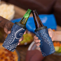 Polynesia Plumeria Lei 4 in 1 Can Cooler Tumbler Navy Blue Curves Motif LT7 - Polynesian Pride