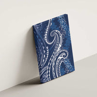 Polynesia Plumeria Lei Canvas Wall Art Navy Blue Curves Motif LT7 - Polynesian Pride