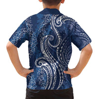 Polynesia Plumeria Lei Family Matching Off Shoulder Maxi Dress and Hawaiian Shirt Navy Blue Curves Motif