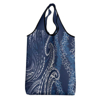 Polynesia Plumeria Lei Grocery Bag Navy Blue Curves Motif LT7 - Polynesian Pride