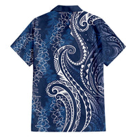 Polynesia Plumeria Lei Hawaiian Shirt Navy Blue Curves Motif LT7 - Polynesian Pride