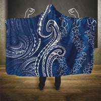 Polynesia Plumeria Lei Hooded Blanket Navy Blue Curves Motif LT7 - Polynesian Pride