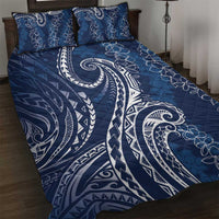 Polynesia Plumeria Lei Quilt Bed Set Navy Blue Curves Motif LT7 Navy Blue - Polynesian Pride