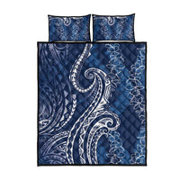 Polynesia Plumeria Lei Quilt Bed Set Navy Blue Curves Motif LT7 - Polynesian Pride