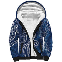 Polynesia Plumeria Lei Sherpa Hoodie Navy Blue Curves Motif LT7 Unisex Navy Blue - Polynesian Pride