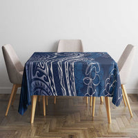 Polynesia Plumeria Lei Tablecloth Navy Blue Curves Motif LT7 - Polynesian Pride