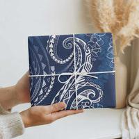 Polynesia Plumeria Lei Wrapping Paper Navy Blue Curves Motif LT7 - Polynesian Pride