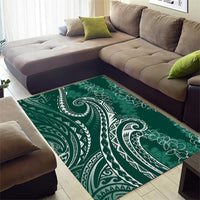 Polynesia Plumeria Lei Area Rug Sage Green Curves Motif