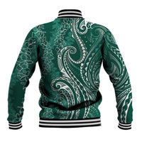 Polynesia Plumeria Lei Baseball Jacket Sage Green Curves Motif LT7 - Polynesian Pride