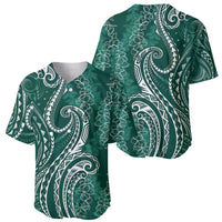 Polynesia Plumeria Lei Baseball Jersey Sage Green Curves Motif