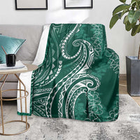 Polynesia Plumeria Lei Blanket Sage Green Curves Motif