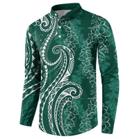 Polynesia Plumeria Lei Button Sweatshirt Sage Green Curves Motif LT7 - Polynesian Pride